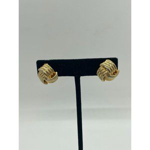 Vintage Signed Mimi di N Gold Tone Knot Design Clip On Earrings